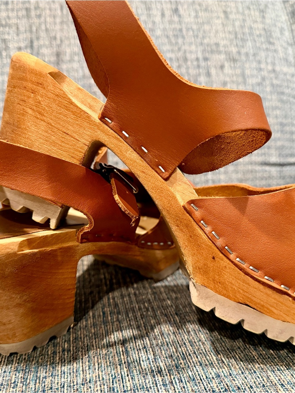 the MIA Abba Clogs in a rich luggage brown leather